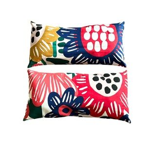 IKEA Lumbar Pillows Art Deco Floral Two